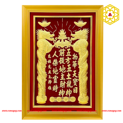 Liễn Thần Tài dát vàng